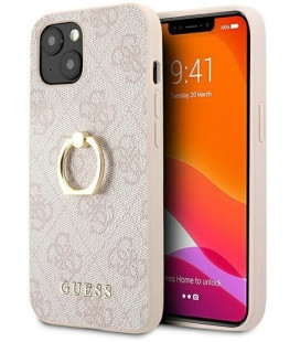 Rožinis dėklas Apple iPhone 13 Mini telefonui "GUHCP13S4GMRPI Guess PU 4G Ring Case"