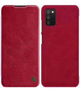 Odinis raudonas atverčiamas dėklas Samsung Galaxy A03s telefonui "Nillkin Qin"