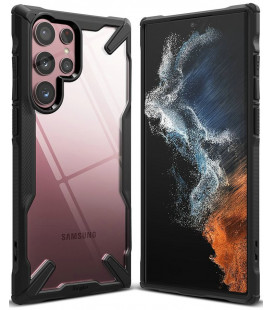 Juodas dėklas Samsung Galaxy S22 Ultra telefonui "Ringke Fusion X"