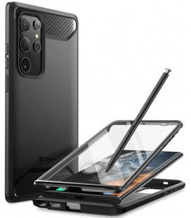 Juodas dėklas Samsung Galaxy S22 Ultra telefonui "Supcase Clayco Xenon"