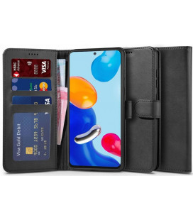Juodas atverčiamas dėklas Xiaomi Redmi Note 11 / 11S telefonui "Tech-protect Wallet"