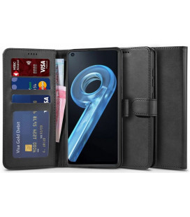 Juodas atverčiamas dėklas Realme 9i / Oppo A96 telefonui "Tech-protect Wallet"