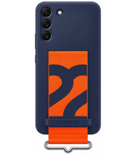 Originalus mėlynas dėklas "Silicone Cover With Strap" Samsung Galaxy S22 Plus telefonui "EF-GS906TNE"