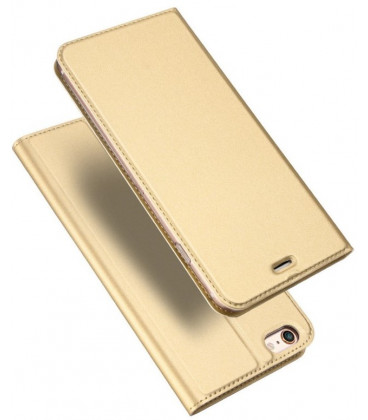 Auksinės spalvos atverčiamas dėklas Apple iPhone 7 / 8 / SE 2020 / SE 2022 telefonui "Dux Ducis Skin"