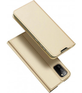 Auksinės spalvos atverčiamas dėklas Samsung Galaxy A02s telefonui "Dux Ducis Skin Pro"