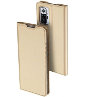 Auksinės spalvos atverčiamas dėklas Xiaomi Redmi Note 10 Pro telefonui "Dux Ducis Skin Pro"