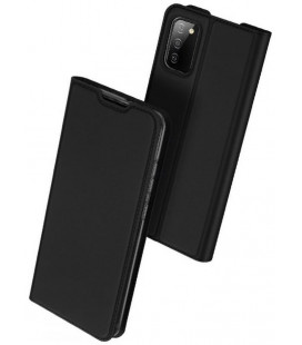 Juodas atverčiamas dėklas Samsung Galaxy A02s telefonui "Dux Ducis Skin Pro"