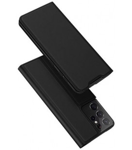 Juodas atverčiamas dėklas Samsung Galaxy S21 Ultra telefonui "Dux Ducis Skin Pro"