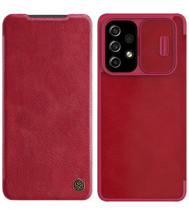 Odinis raudonas atverčiamas dėklas Samsung Galaxy A53 5G telefonui "Nillkin Qin Book Pro"