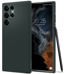 Žalias dėklas Samsung Galaxy S22 Ultra telefonui "Spigen Liquid Air"