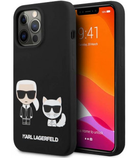 Juodas dėklas Apple iPhone 13 Pro Max telefonui "Karl Lagerfeld and Choupette Liquid Silicone Case"