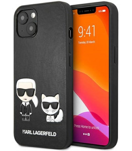 Juodas dėklas Apple iPhone 13 telefonui "Karl Lagerfeld and Choupette PU Leather Case"