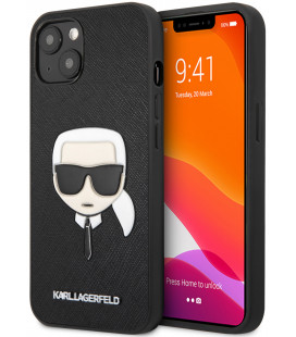 Juodas dėklas Apple iPhone 13 Mini telefonui "Karl Lagerfeld PU Saffiano Karl Head Case"