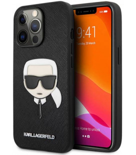 Juodas dėklas Apple iPhone 13 Pro Max telefonui "Karl Lagerfeld PU Saffiano Karl Head Case"