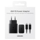 Juodas originalus pakrovėjas + Type-C laidas "EP-T4510XBE Samsung Super Fast Charging 45W USB-C Travel Charger"