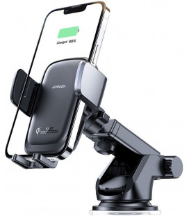 Juodas automobilinis telefono laikiklis su 15w belaidžio krovimo funkcija "Joyroom JR-ZS243 Dashboard"