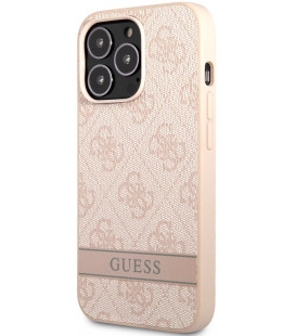 Rožinis dėklas Apple iPhone 13 Pro Max telefonui "Guess PU 4G Stripe Case"