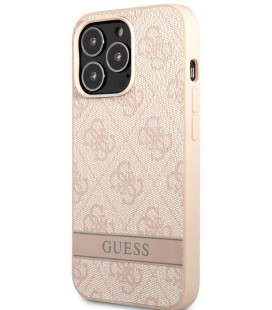 Rožinis dėklas Apple iPhone 13 Pro telefonui "Guess PU 4G Stripe Case"
