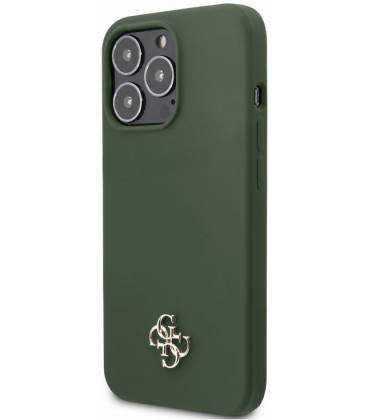 Žalias dėklas Apple iPhone 13 Pro telefonui "Guess 4G Silicone Metal Logo Case"