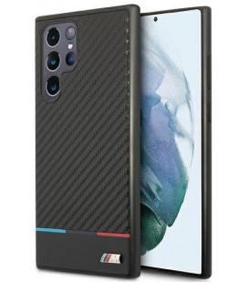 Juodas dėklas Samsung Galaxy S22 Ultra telefonui "BMW M PC/TPU Tricolor Stripes Case"