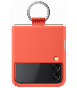 Originalus raudonas (Coral) dėklas "Silicone Cover" Samsung Galaxy Flip 3 telefonui "EF-PF711TPE"