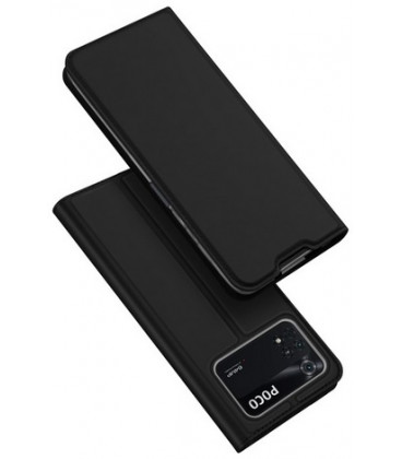 Juodas atverčiamas dėklas Xiaomi Poco M4 Pro 4G telefonui "Dux Ducis Skin Pro"