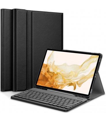 Juodas atverčiamas dėklas + klaviatūra Samsung Galaxy Tab A8 10.5 X200 / X205 planšetei "Tech-Protect SC Pen + Keyboard"