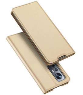 Auksinės spalvos atverčiamas dėklas Xiaomi 12 / 12X telefonui "Dux Ducis Skin Pro"