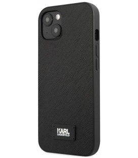 Juodas dėklas Apple iPhone 13 Mini telefonui "Karl Lagerfeld Saffiano Plaque Case"