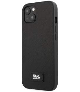 Juodas dėklas Apple iPhone 13 telefonui "Karl Lagerfeld Saffiano Plaque Case"
