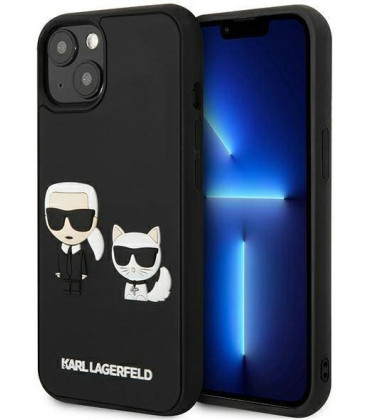 Juodas dėklas Apple iPhone 13 Mini telefonui "Karl Lagerfeld and Choupette 3D Case"