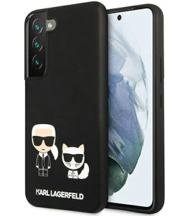 Juodas dėklas Samsung Galaxy S22 Plus telefonui "Karl Lagerfeld and Choupette Liquid Silicone Case"