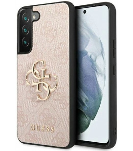 Rožinis dėklas Samsung Galaxy S22 telefonui "Guess PU 4G Metal Logo Case"