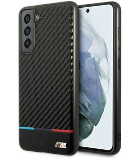 Juodas dėklas Samsung Galaxy S21 FE telefonui "BMW M PC/TPU Tricolor Stripes Case"