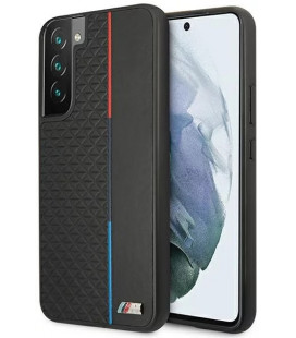 Juodas dėklas Samsung Galaxy S22 Plus telefonui "BMW PU Triangles Tricolor Line Case"