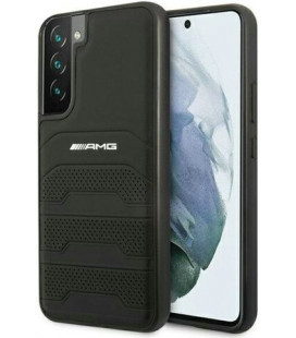 Juodas dėklas Samsung Galaxy S22 telefonui "AMG Genuine Leather Perforated Case"