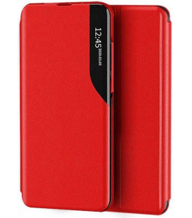 Raudonas atverčiamas dėklas Xiaomi Poco F3 telefonui "Smart View TPU"