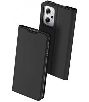Juodas atverčiamas dėklas Xiaomi Poco X4 GT telefonui "Dux Ducis Skin Pro"