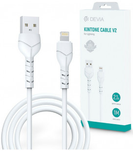 Baltas laidas USB - Lightning 100cm 2.1A "Devia Kintone"