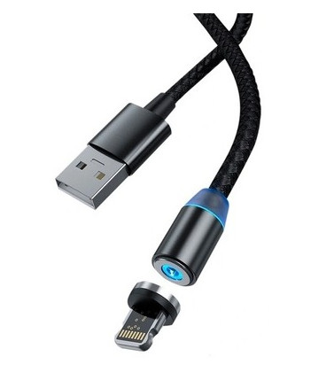 Juodas magnetinis laidas USB - Lightning 100cm 2.1A "Devia Gracious Magnetic"