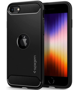 Juodas dėklas Apple iPhone SE 2020 / SE 2022 telefonui "Spigen Rugged Armor"