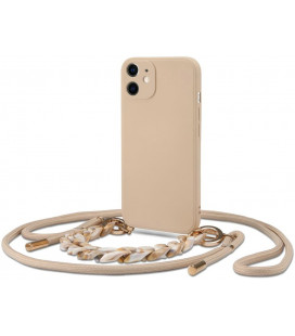 Smėlio spalvos dėklas su dirželiu Apple iPhone 12 telefonui "Tech-Protect Icon Chain"