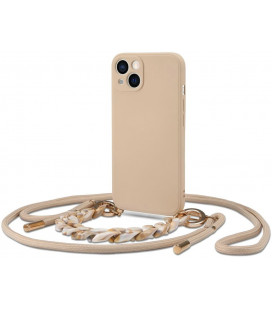 Smėlio spalvos dėklas su dirželiu Apple iPhone 13 telefonui "Tech-Protect Icon Chain"