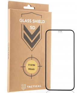 Juodas apsauginis grūdintas stiklas Apple iPhone 12 / 12 Pro telefonui "Tactical Glass Shield 5D"