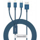 Mėlynas laidas USB - (MicroUSB + Lightning + Type-C) 100W 150cm "Baseus Superior"