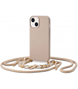 Smėlio spalvos dėklas su dirželiu Apple iPhone 14 telefonui "Tech-Protect Icon Chain"