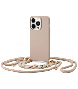 Smėlio spalvos dėklas su dirželiu Apple iPhone 14 Pro telefonui "Tech-Protect Icon Chain"