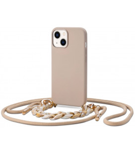 Smėlio spalvos dėklas su dirželiu Apple iPhone 14 Plus telefonui "Tech-Protect Icon Chain"