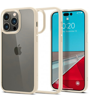 Smėlio spalvos / skaidrus dėklas Apple iPhone 14 Pro Max telefonui "Spigen Ultra Hybrid"