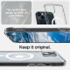 Skaidrus (Baltas) dėklas Apple iPhone 14 Plus / 15 Plus telefonui "Spigen Ultra Hybrid MAG Magsafe"